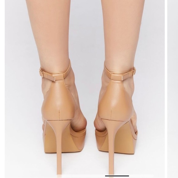 NWT F21 Nude Open Toe Platform Stiletto High Heels Size 8 - Picture 4 of 10
